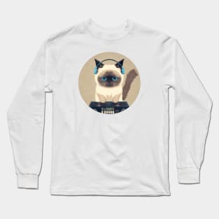 Cute DJ Ragdoll Cat Long Sleeve T-Shirt